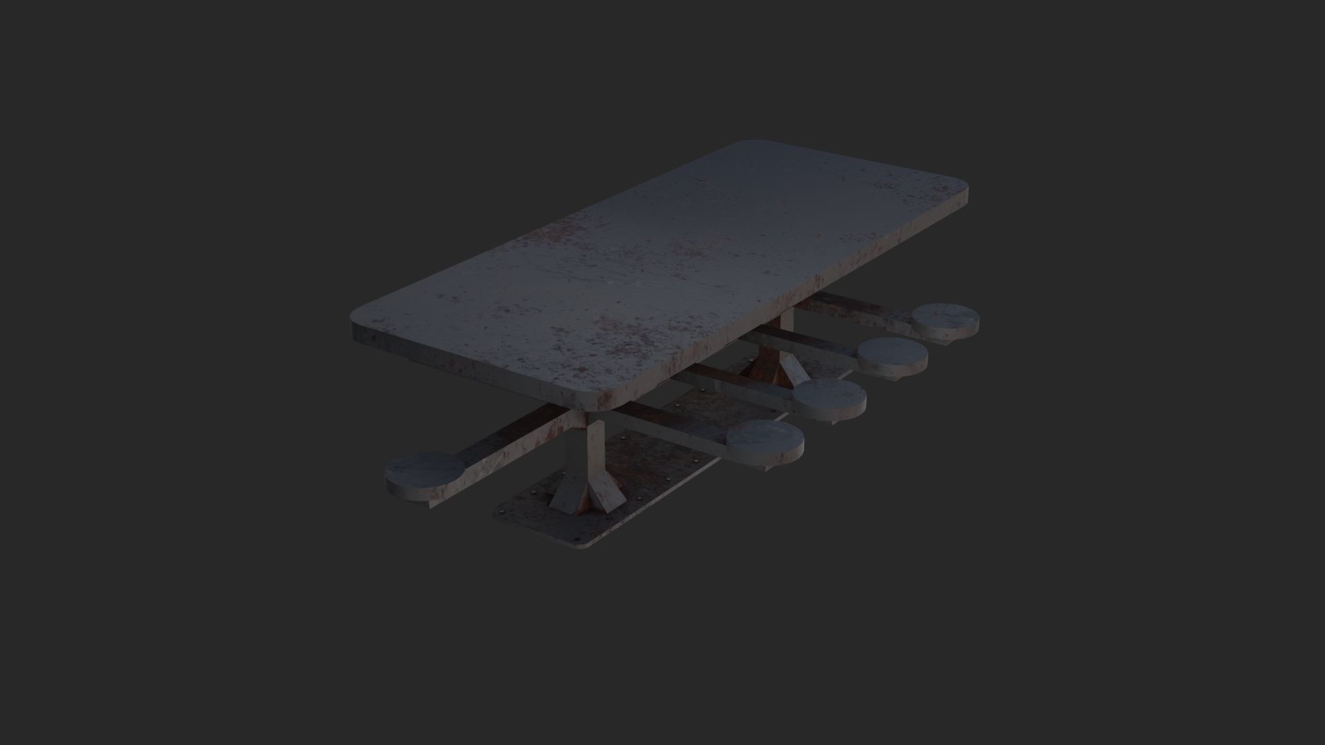 Old kitchen table for prisoners 3D Model Low-poly 3D model_3
