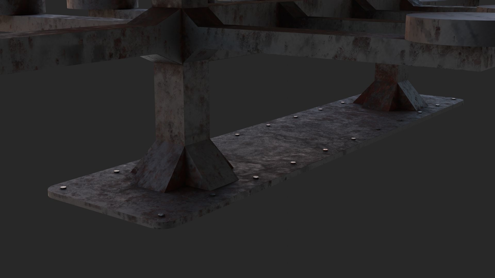 Old kitchen table for prisoners 3D Model Low-poly 3D model_5