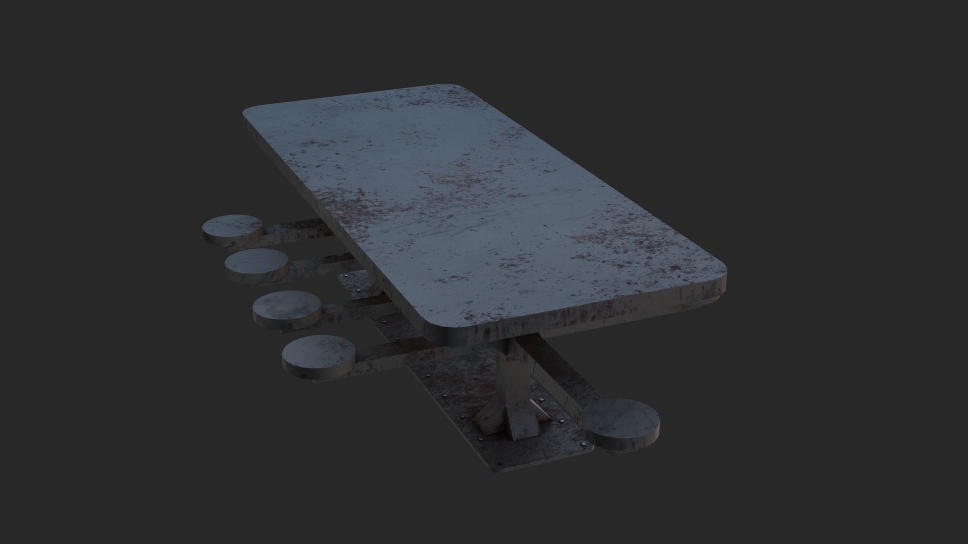 Old kitchen table for prisoners 3D Model Low-poly 3D model_2