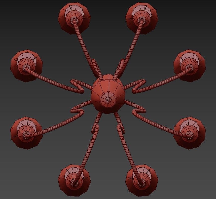 NAOMI light chrome chandelier with shades 3D model_3