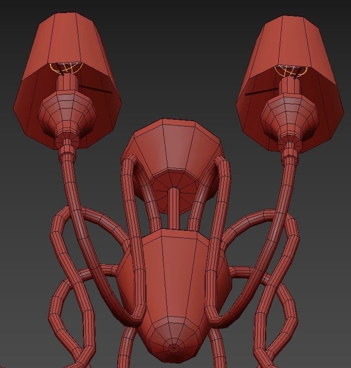 NAOMI light chrome chandelier with shades 3D model_2