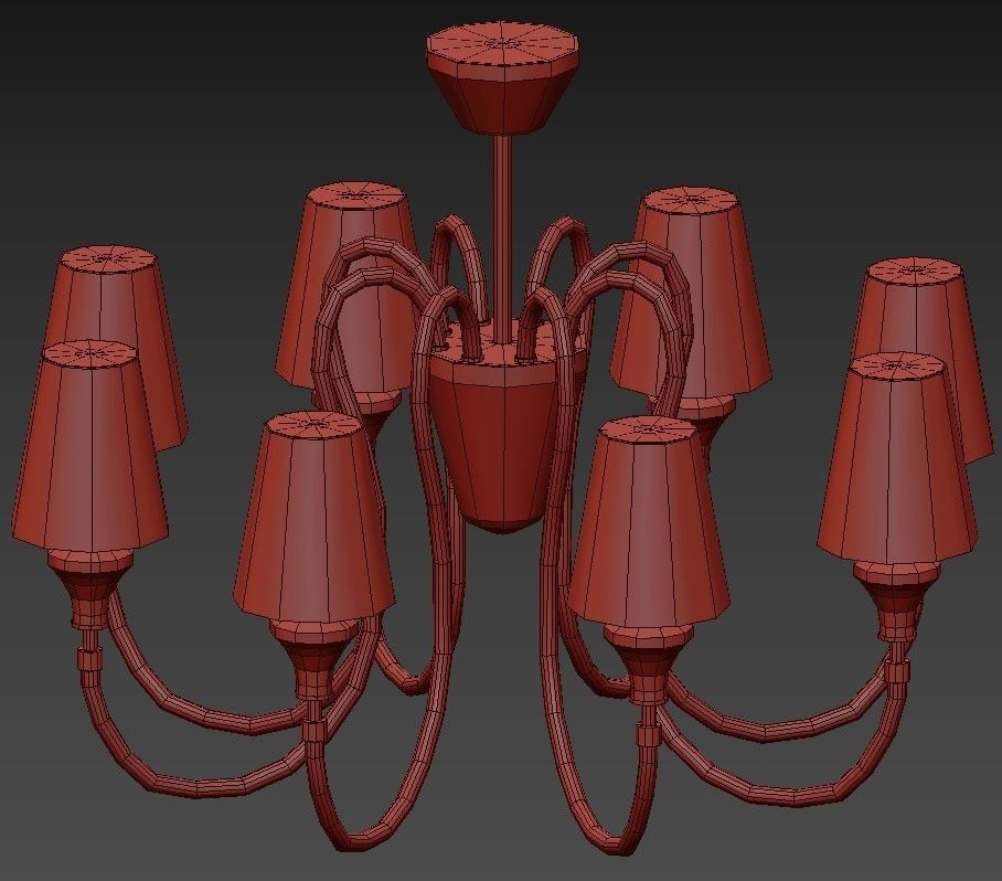 NAOMI light chrome chandelier with shades 3D model_1