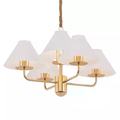 TOWNER four light chandelier in brass with shades