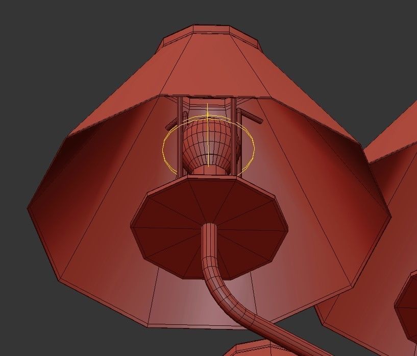 TOWNER four light chandelier in brass with shades 3D model_2