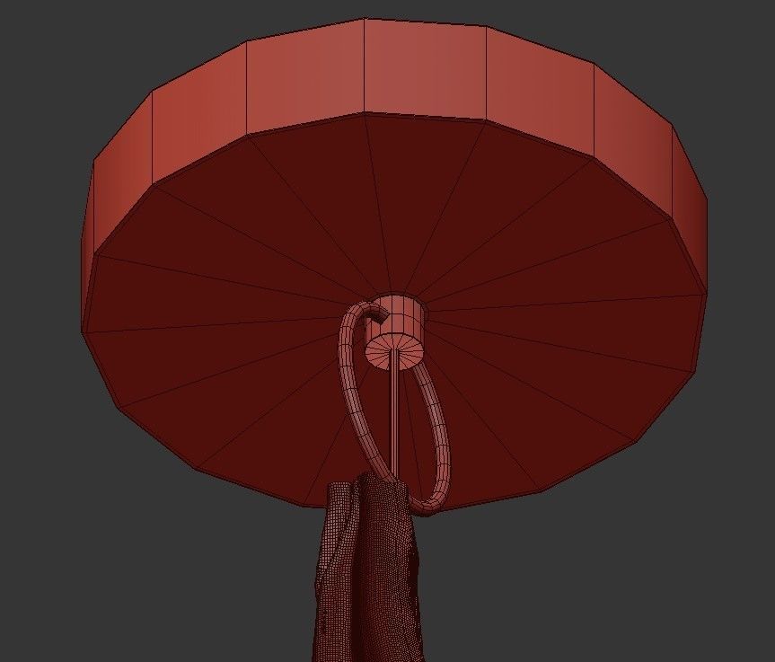 TOWNER four light chandelier in brass with shades 3D model_3