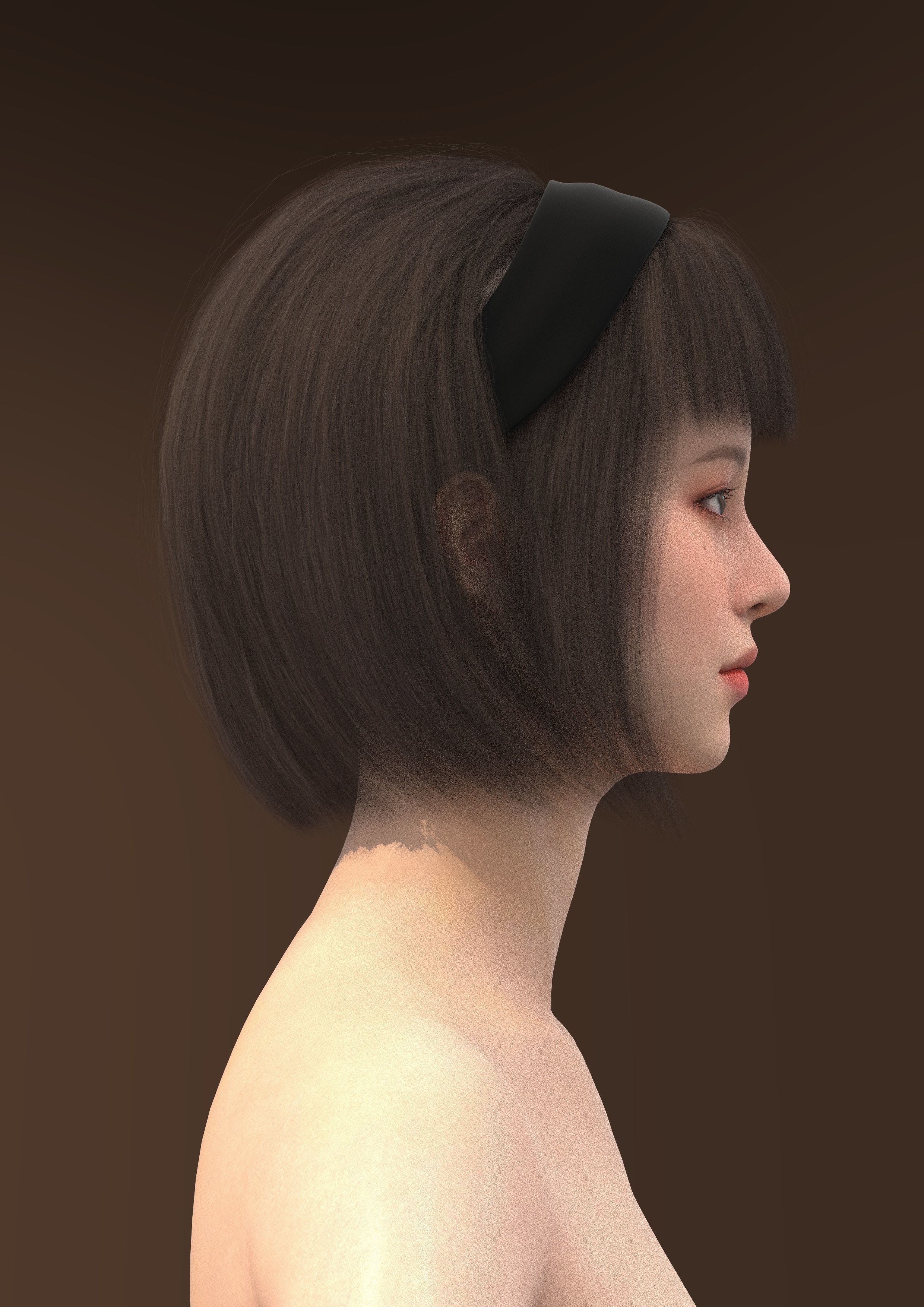 Short hair 038-FV2 for Yuna-FV2 3D model from Clo3D Software 3D model_2