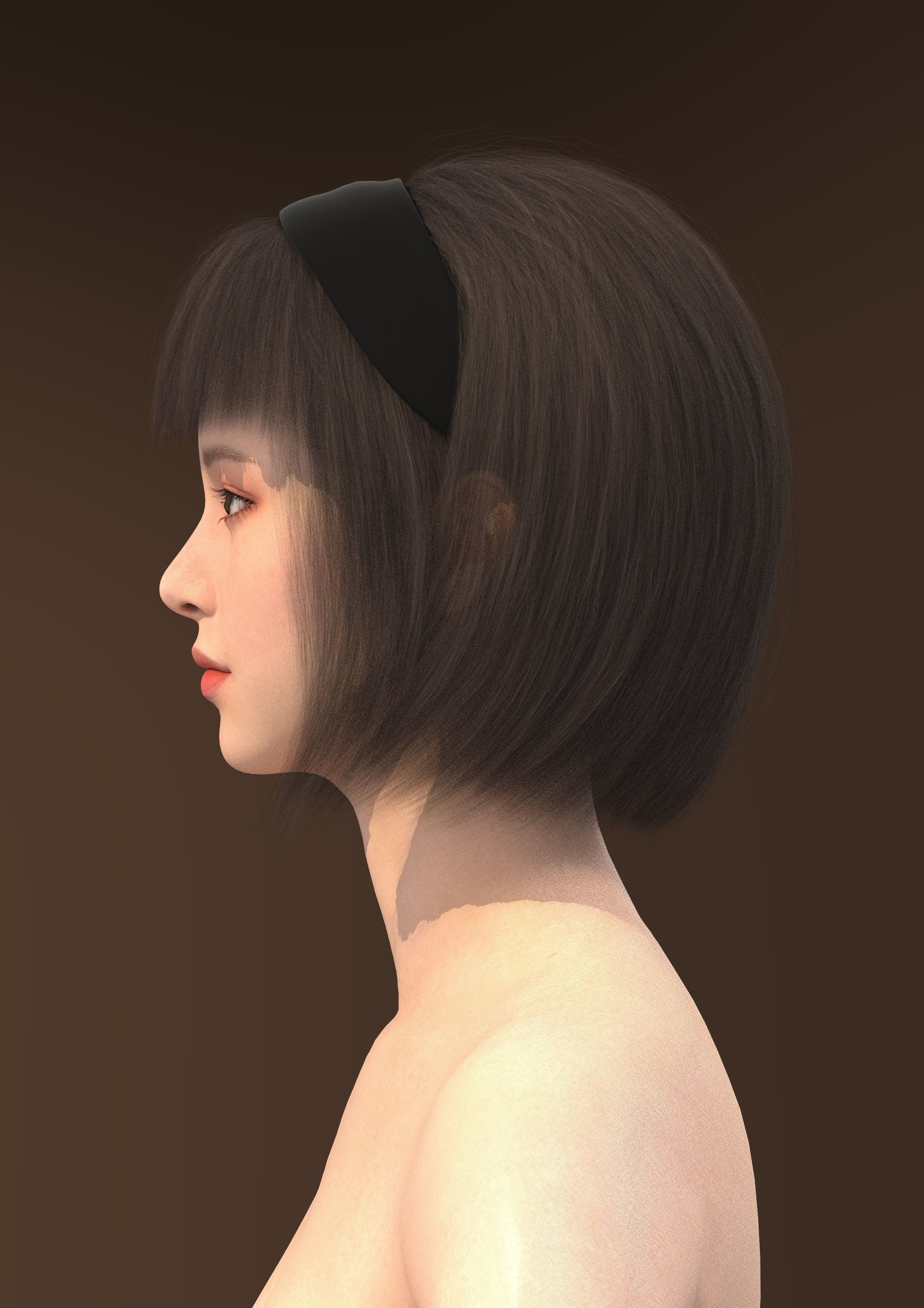 Short hair 038-FV2 for Yuna-FV2 3D model from Clo3D Software 3D model_6
