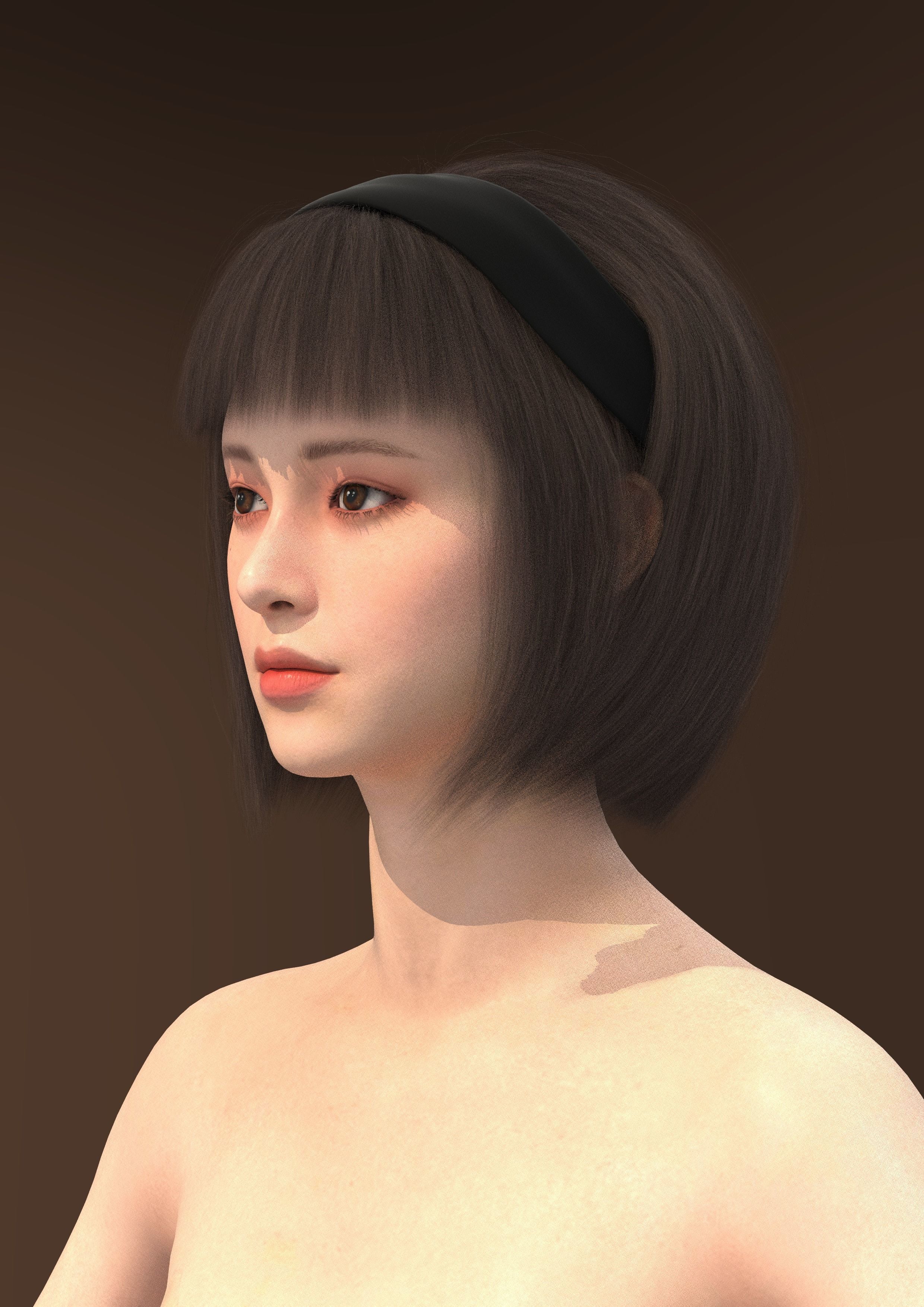 Short hair 038-FV2 for Yuna-FV2 3D model from Clo3D Software 3D model_7