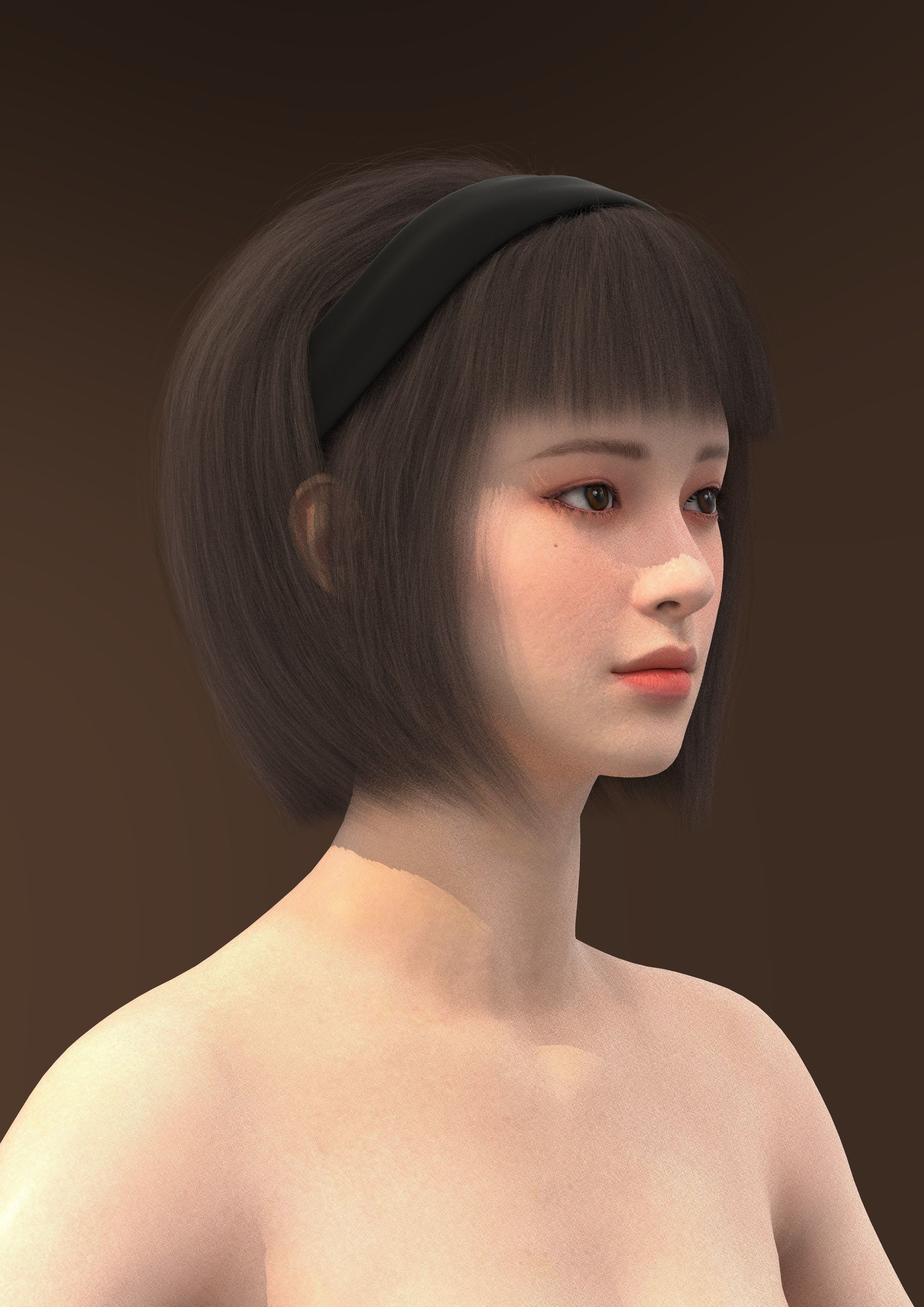 Short hair 038-FV2 for Yuna-FV2 3D model from Clo3D Software 3D model_1
