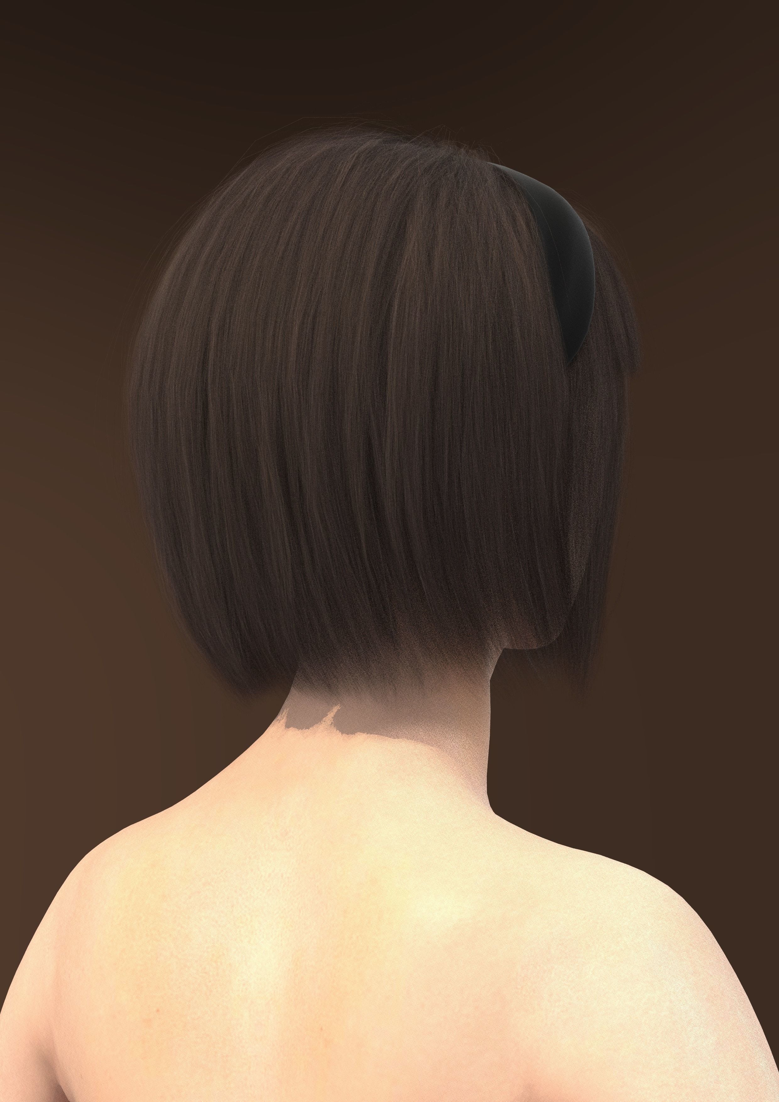 Short hair 038-FV2 for Yuna-FV2 3D model from Clo3D Software 3D model_3