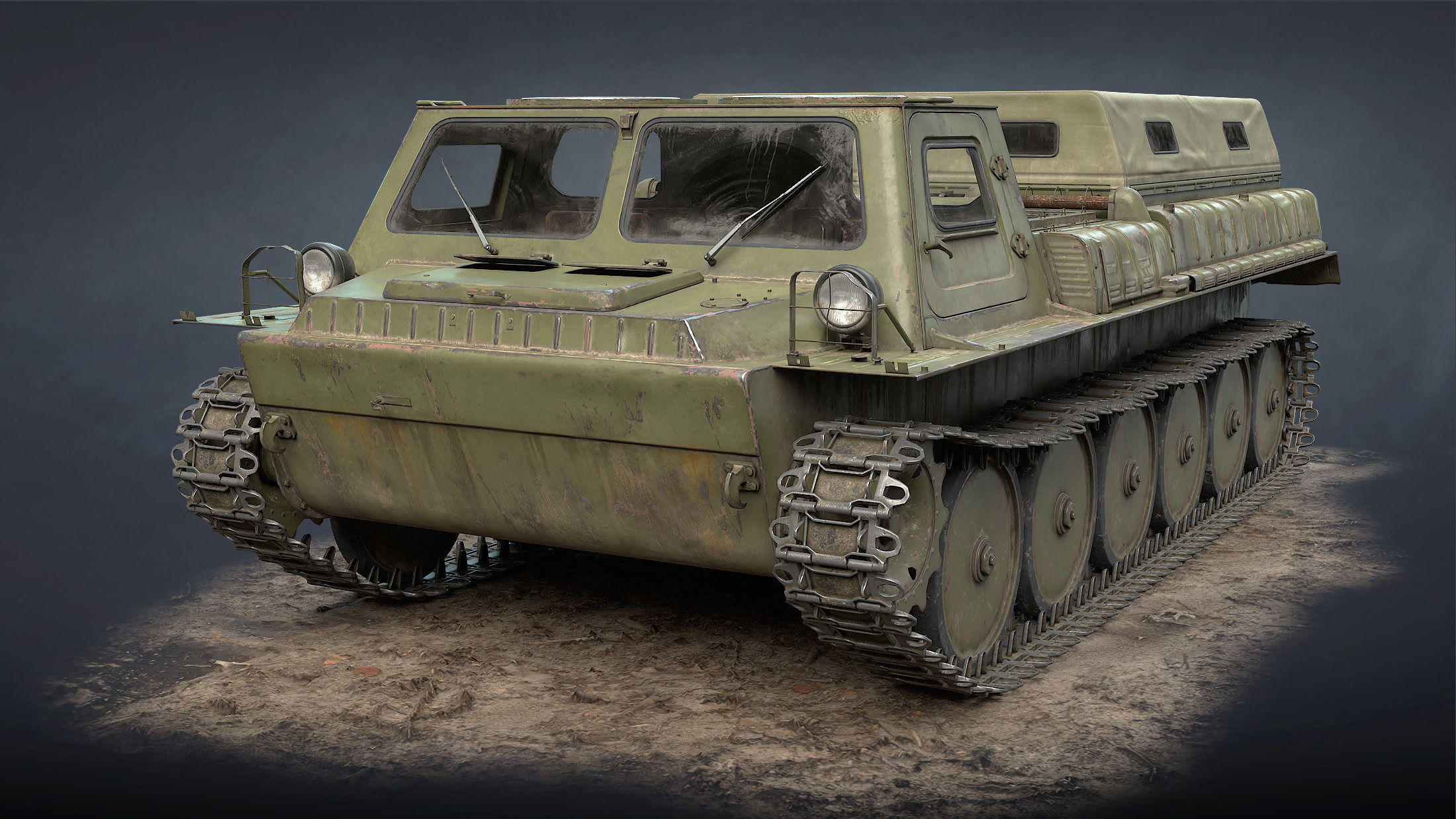 GT-SM Tracked Cargo Carrier Low-poly 3D model_3