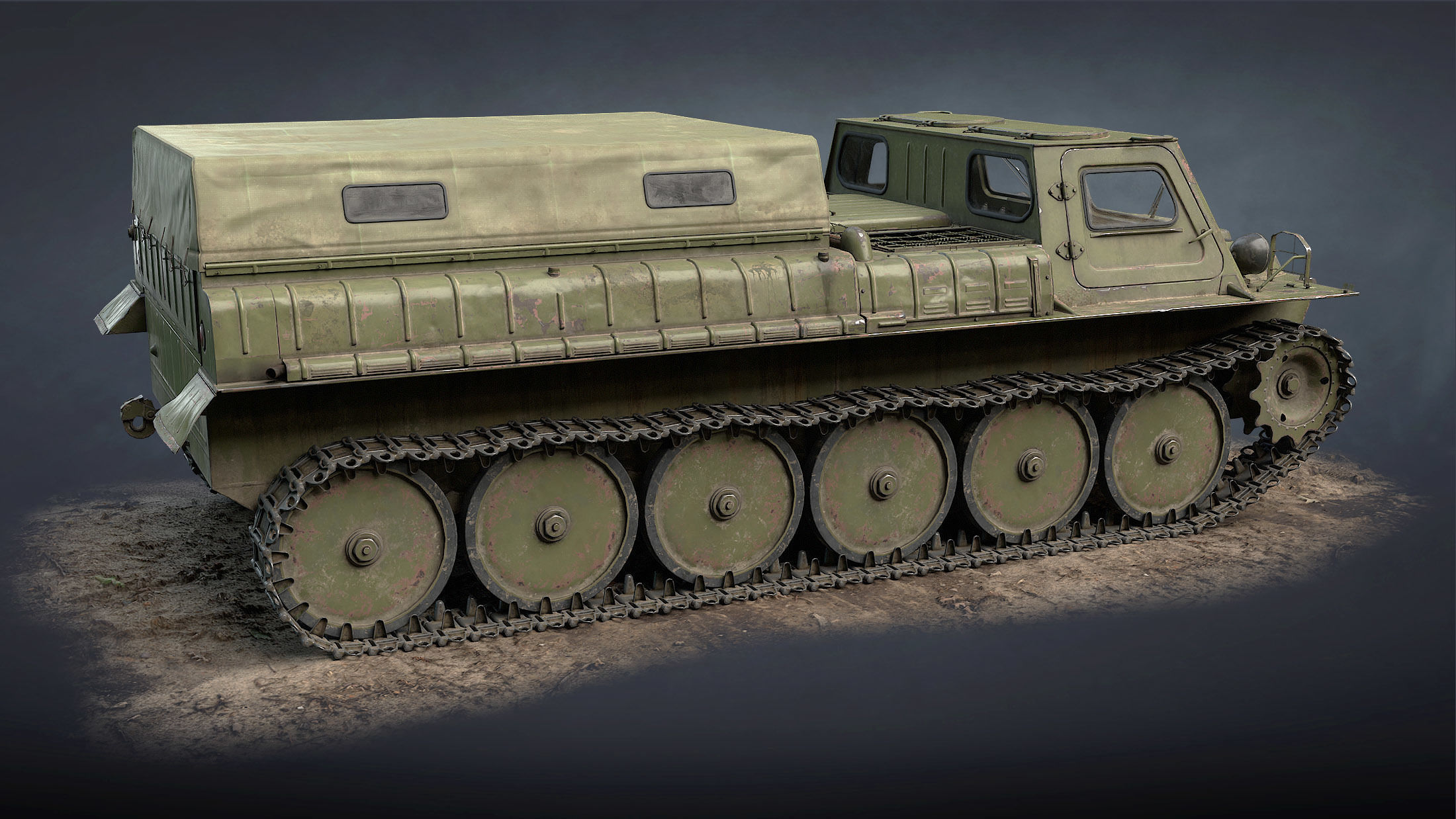 GT-SM Tracked Cargo Carrier Low-poly 3D model_8