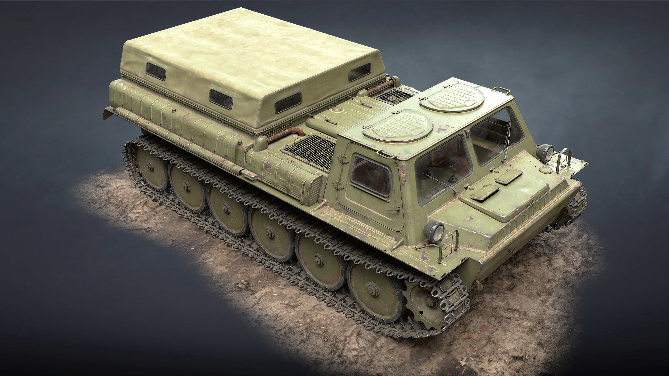 GT-SM Tracked Cargo Carrier Low-poly 3D model_9