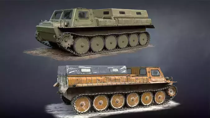 GT-SM Tracked Cargo Carrier Low-poly 3D model