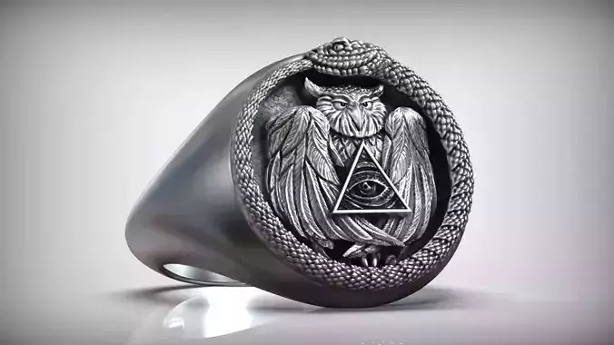 Snake Ouroboros Owl Eye Of Providence Masonic Symbol
