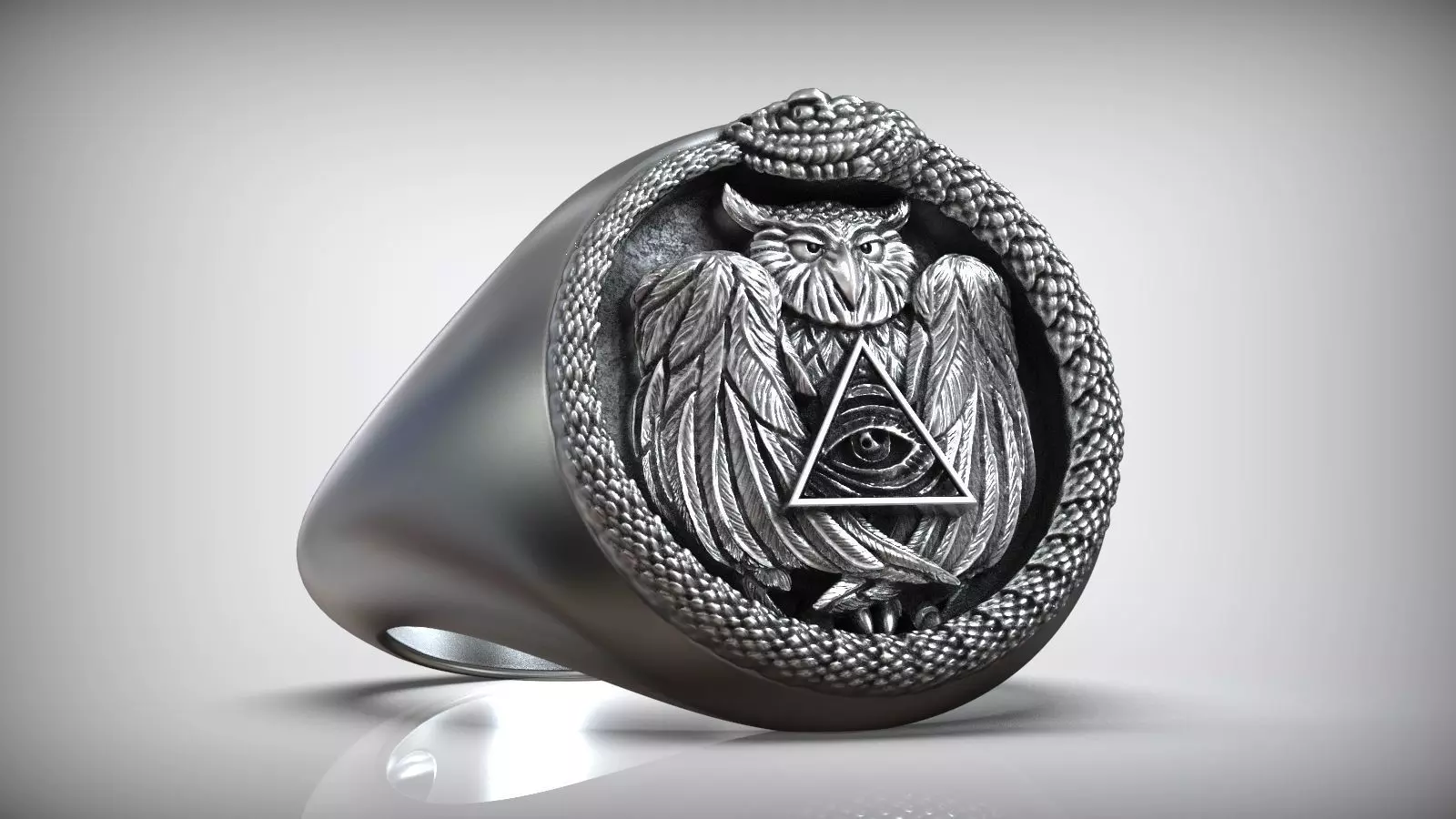 Snake Ouroboros Owl Eye Of Providence Masonic Symbol 3D print model_0