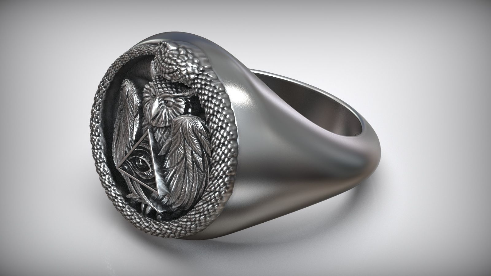Snake Ouroboros Owl Eye Of Providence Masonic Symbol 3D print model_4