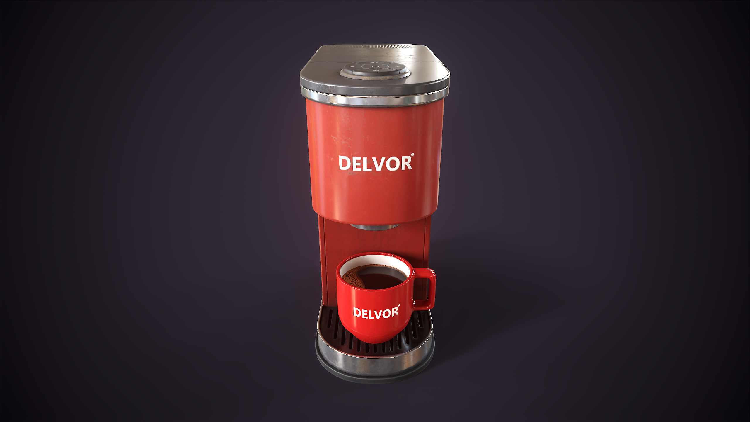 Modern coffee maker Low-poly 3D model_10