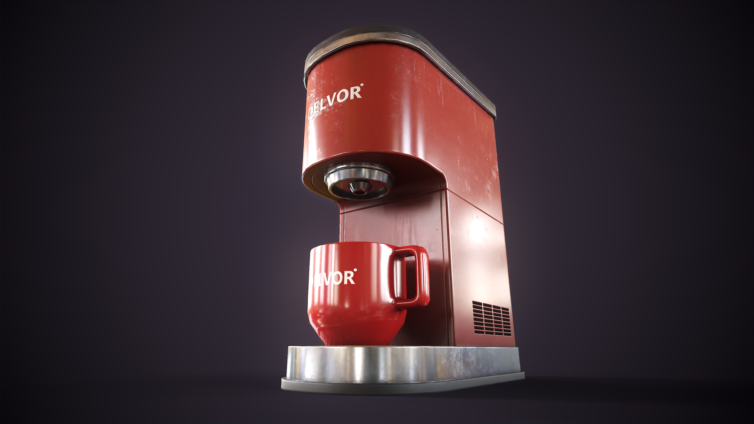 Modern coffee maker Low-poly 3D model_4