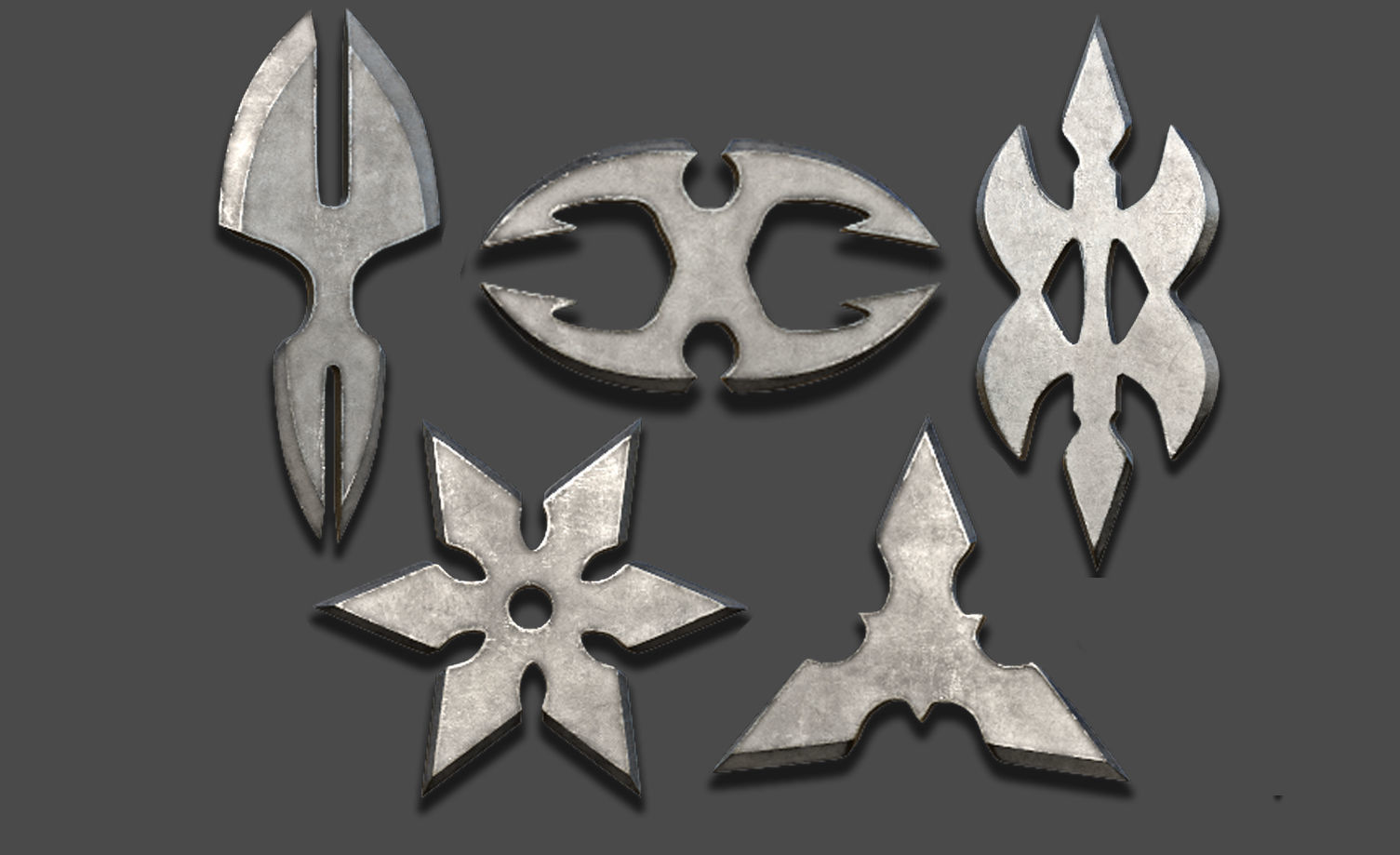 100 Shuriken Models Lowpoly and Highpoly with UV and IMM Brush Low-poly 3D model_21