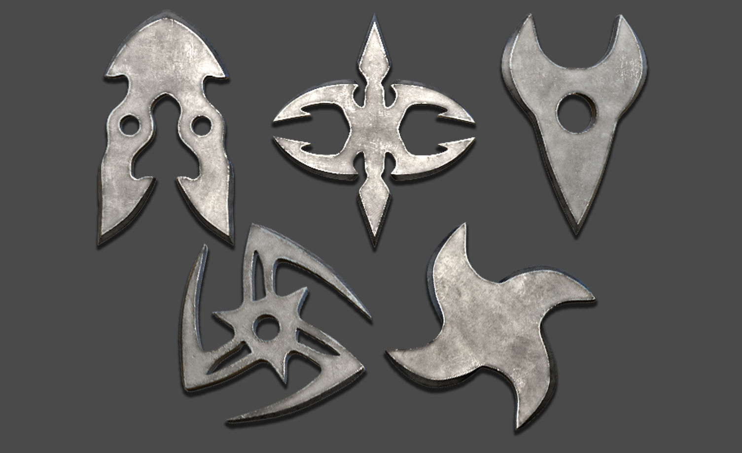 100 Shuriken Models Lowpoly and Highpoly with UV and IMM Brush Low-poly 3D model_20
