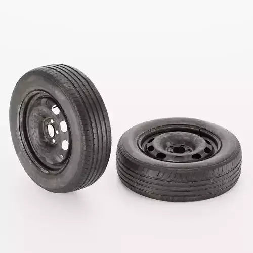 Rusty Wheel for ordinary Vehicles Low-poly 3D model