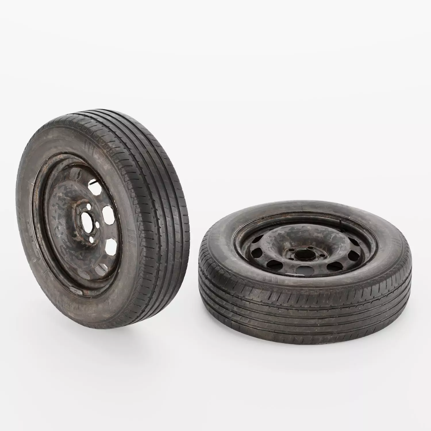 Rusty Wheel for ordinary Vehicles Low-poly 3D model_0