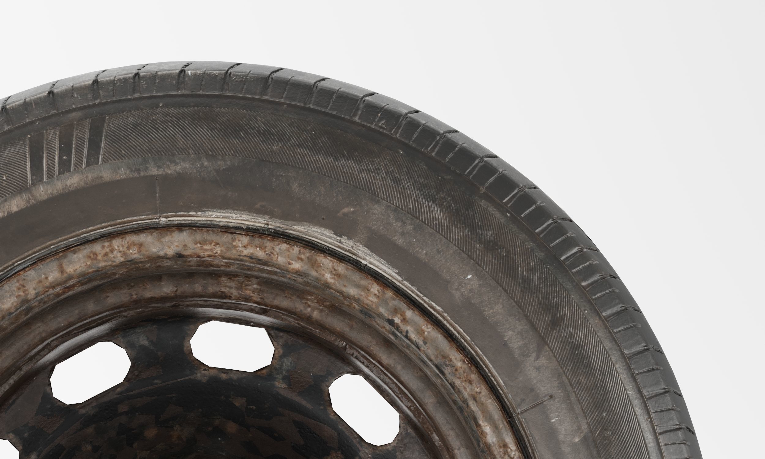 Rusty Wheel for ordinary Vehicles Low-poly 3D model_10