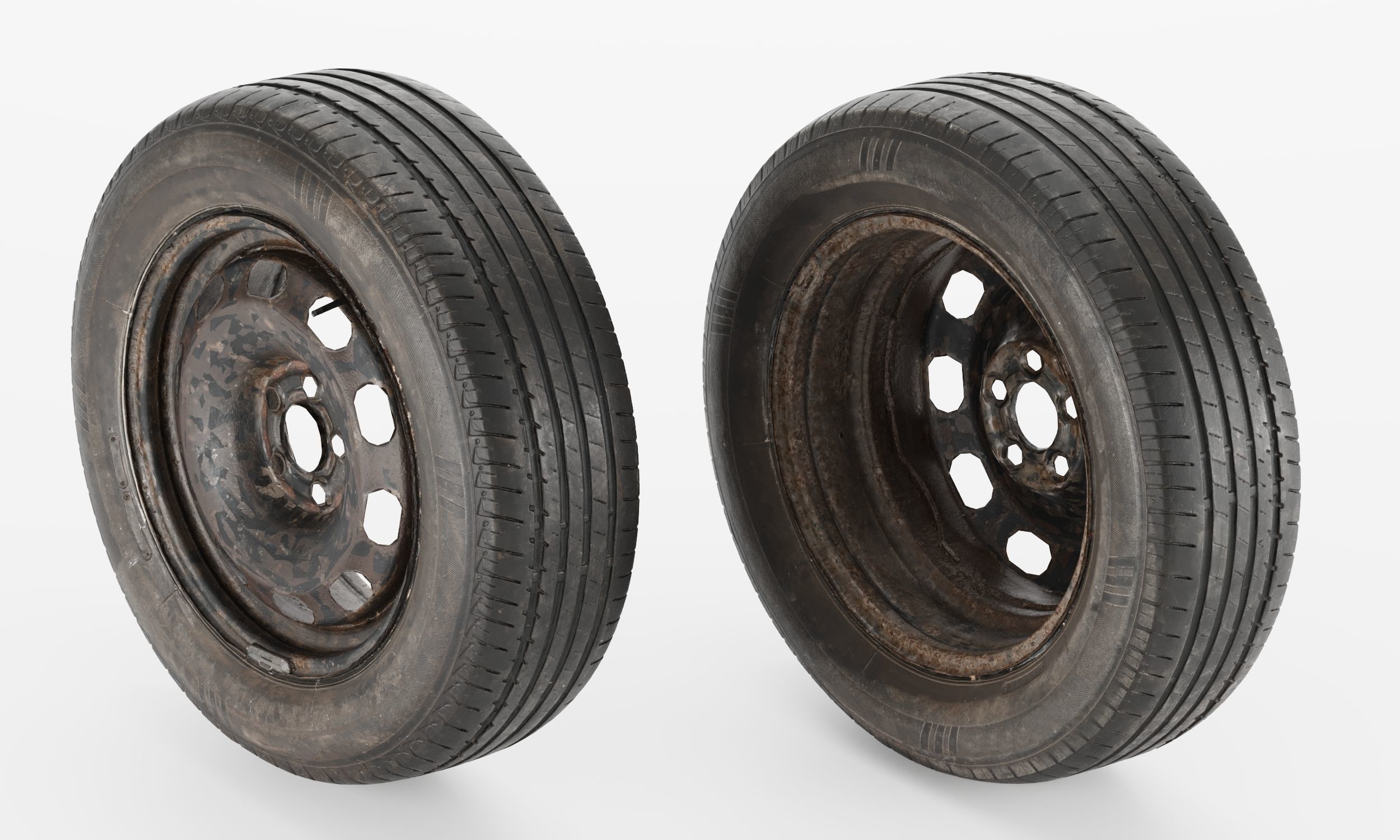 Rusty Wheel for ordinary Vehicles Low-poly 3D model_6