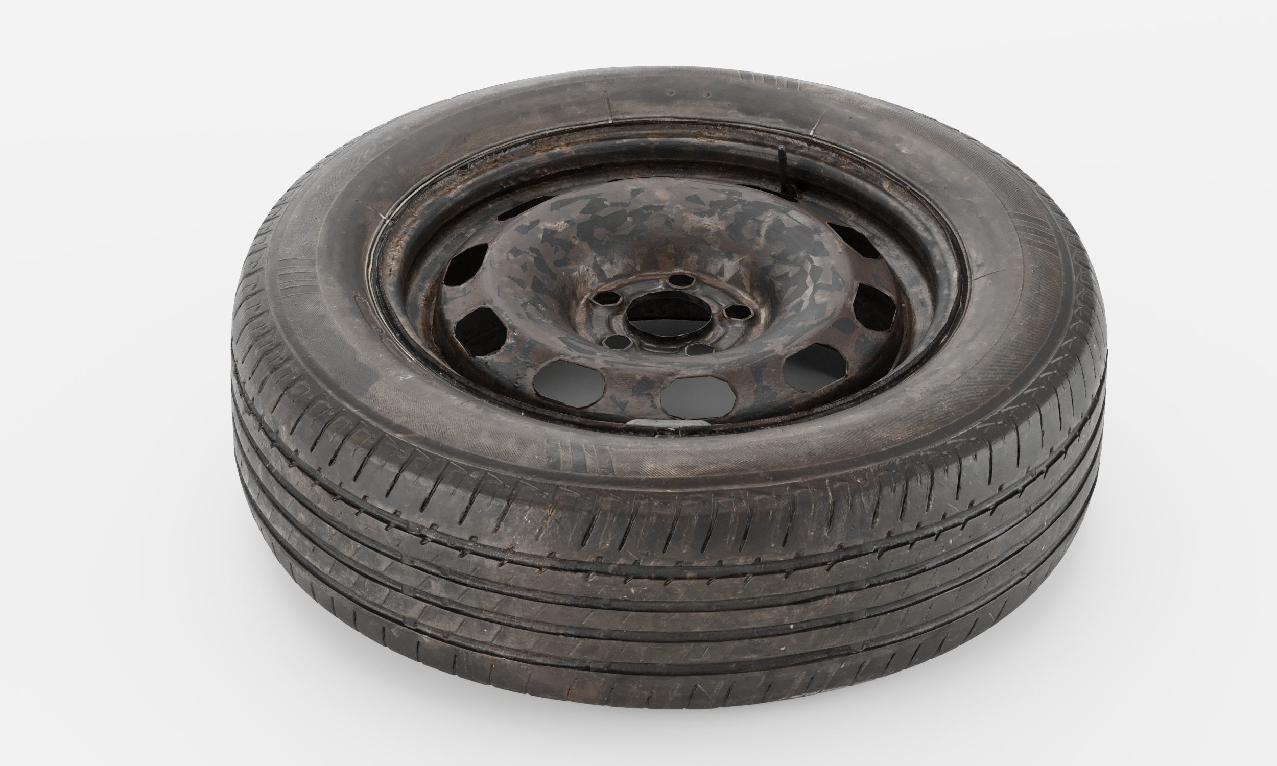 Rusty Wheel for ordinary Vehicles Low-poly 3D model_4