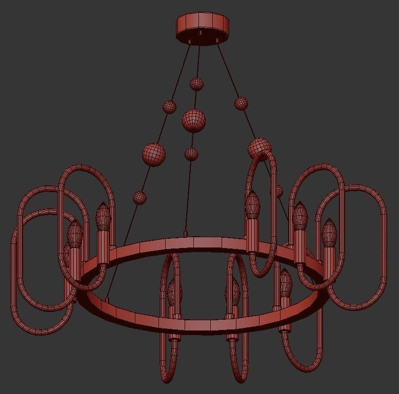 NISSA chrome chandelier with clear glass beads 3D model_1