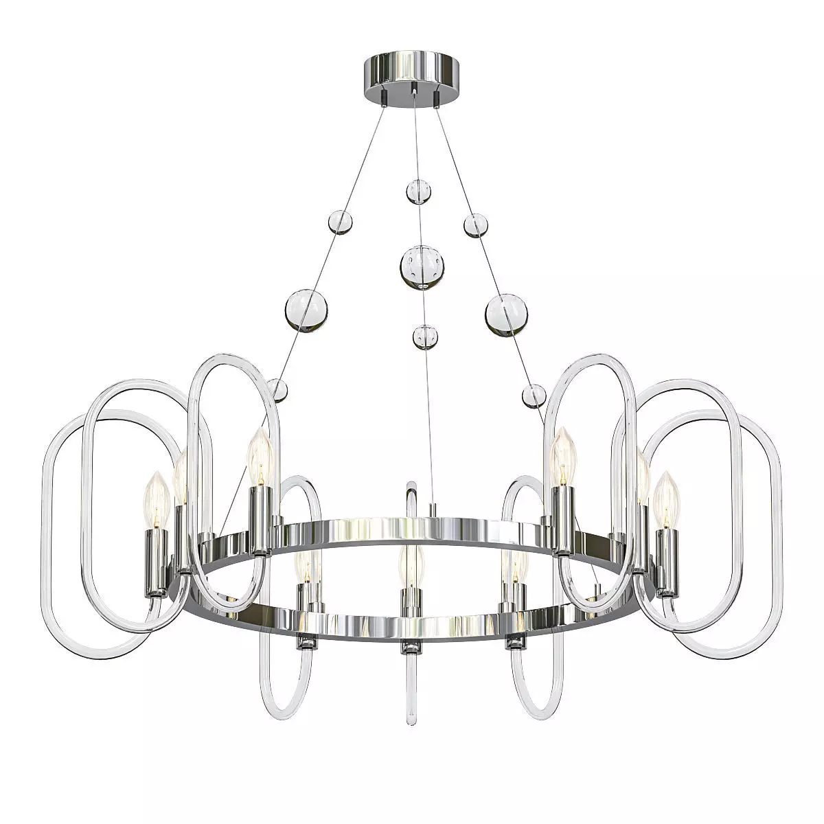 NISSA chrome chandelier with clear glass beads 3D model_0