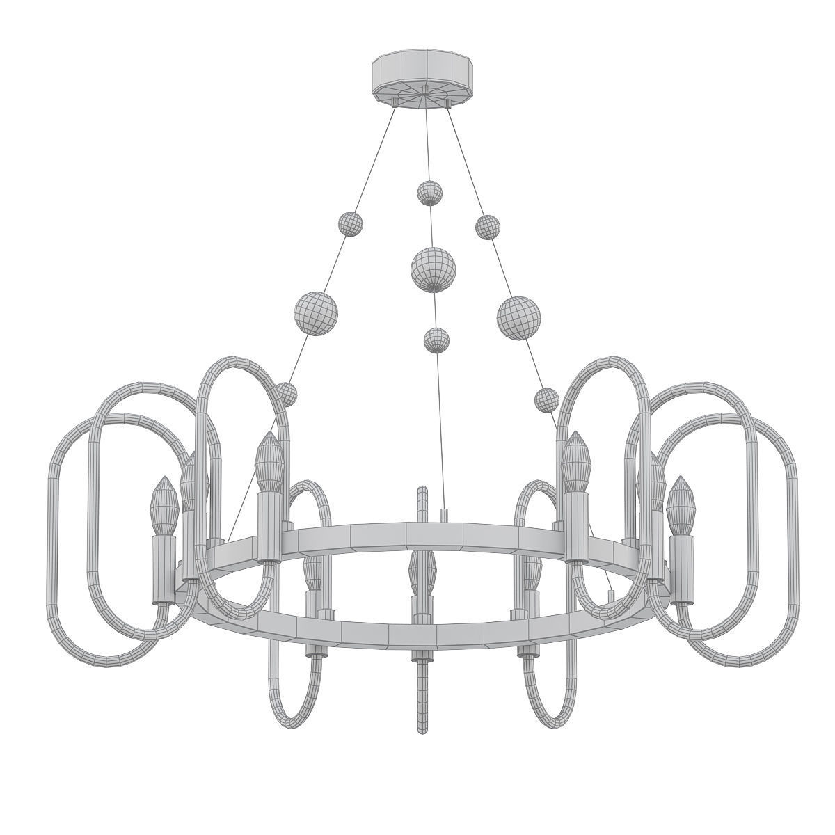 NISSA chrome chandelier with clear glass beads 3D model_4