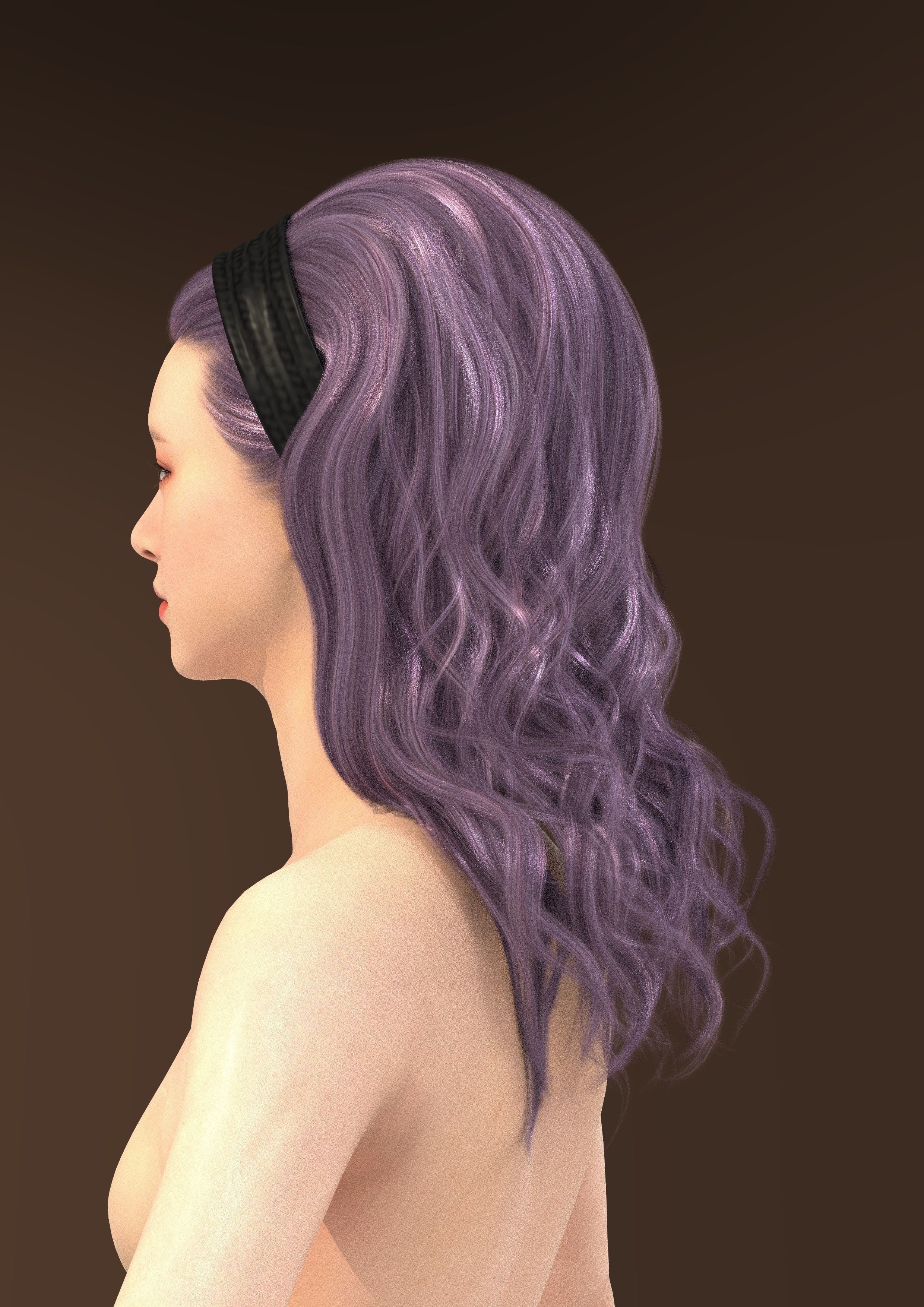 Long hair 039-FV2 for Yuna-FV2 3D model from Clo3D Software 3D model_3