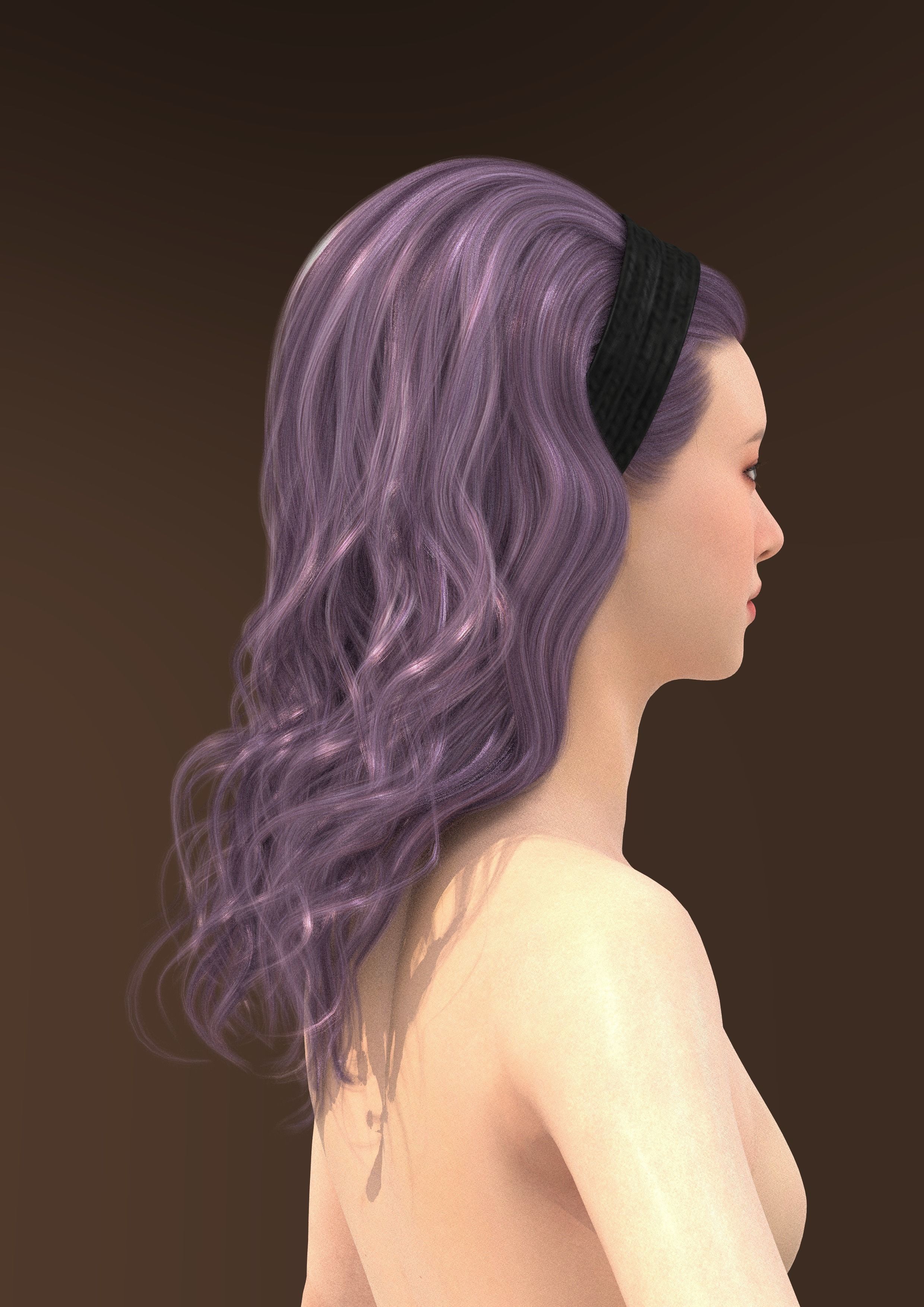 Long hair 039-FV2 for Yuna-FV2 3D model from Clo3D Software 3D model_1