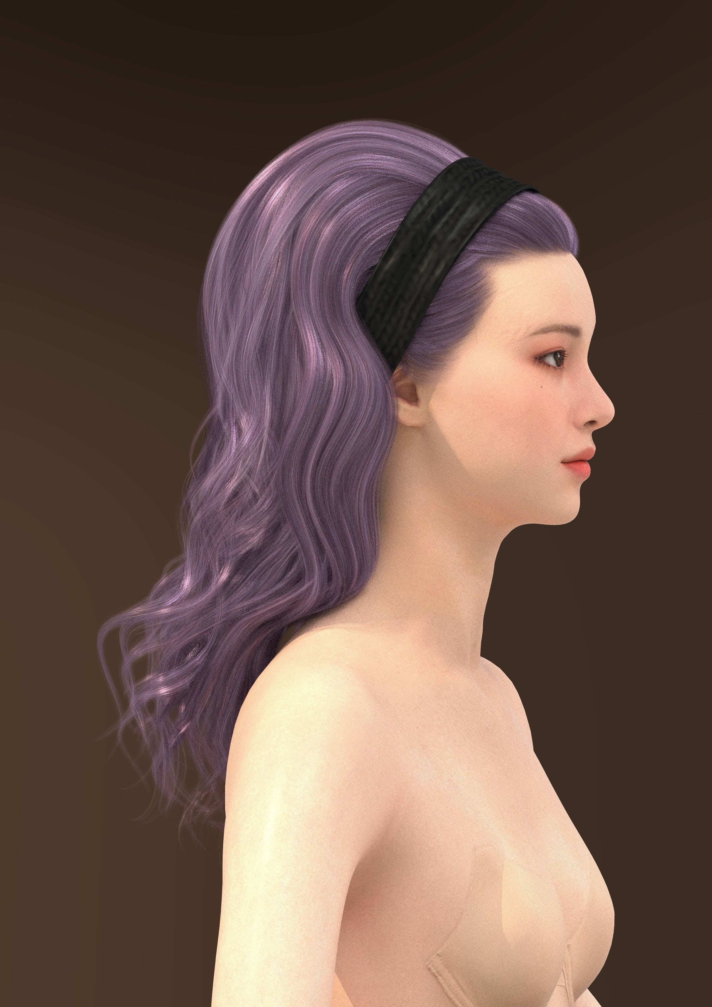 Long hair 039-FV2 for Yuna-FV2 3D model from Clo3D Software 3D model_9