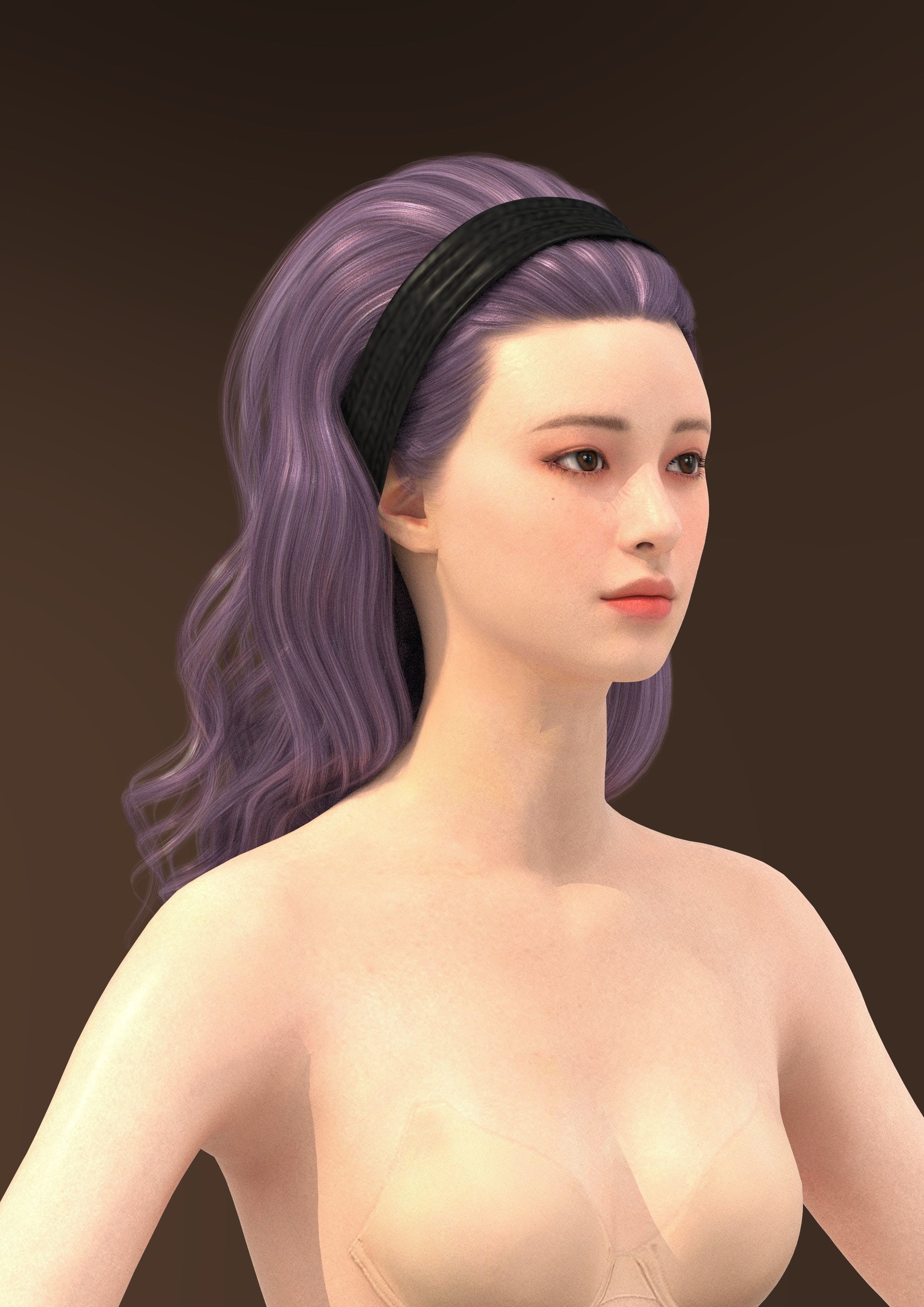 Long hair 039-FV2 for Yuna-FV2 3D model from Clo3D Software 3D model_8