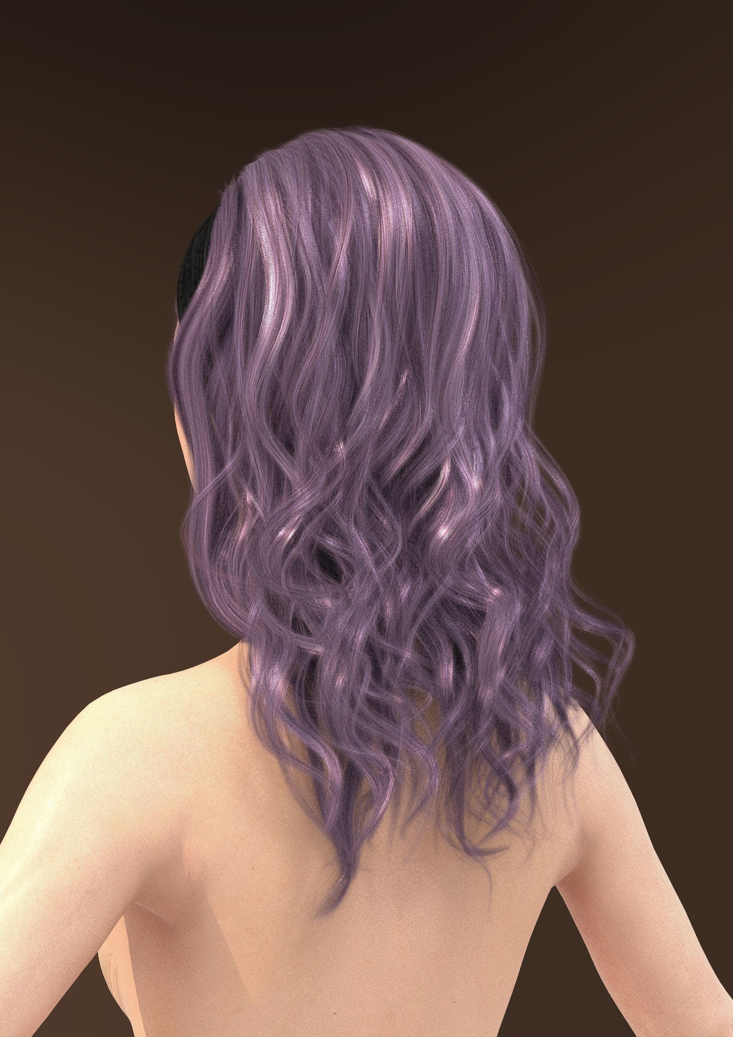Long hair 039-FV2 for Yuna-FV2 3D model from Clo3D Software 3D model_7