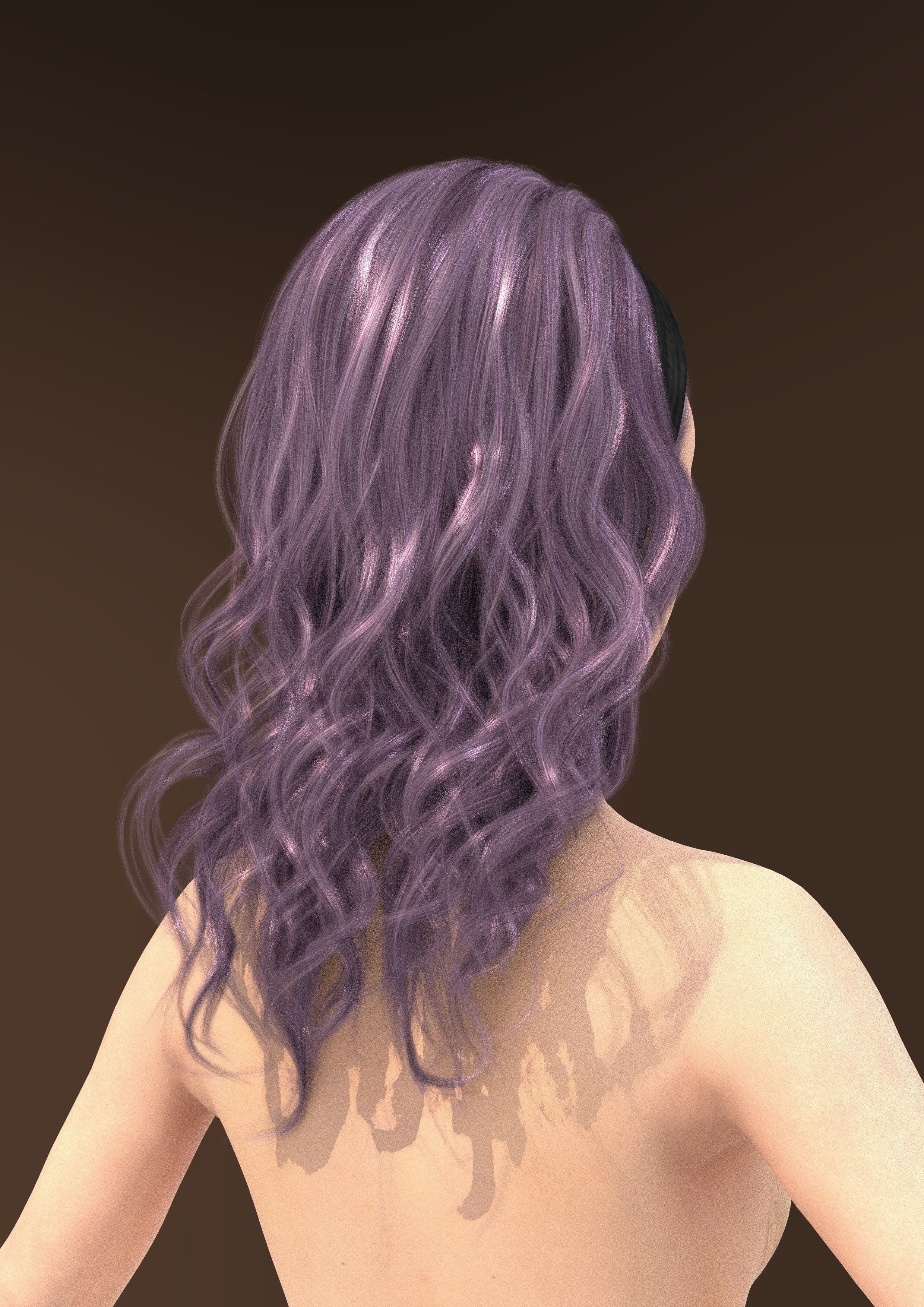 Long hair 039-FV2 for Yuna-FV2 3D model from Clo3D Software 3D model_5