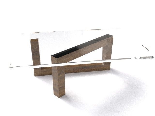Table side made of wood and glass Free 3D model_2