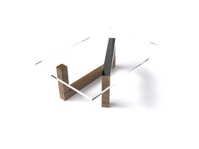Table side made of wood and glass Free 3D model_1