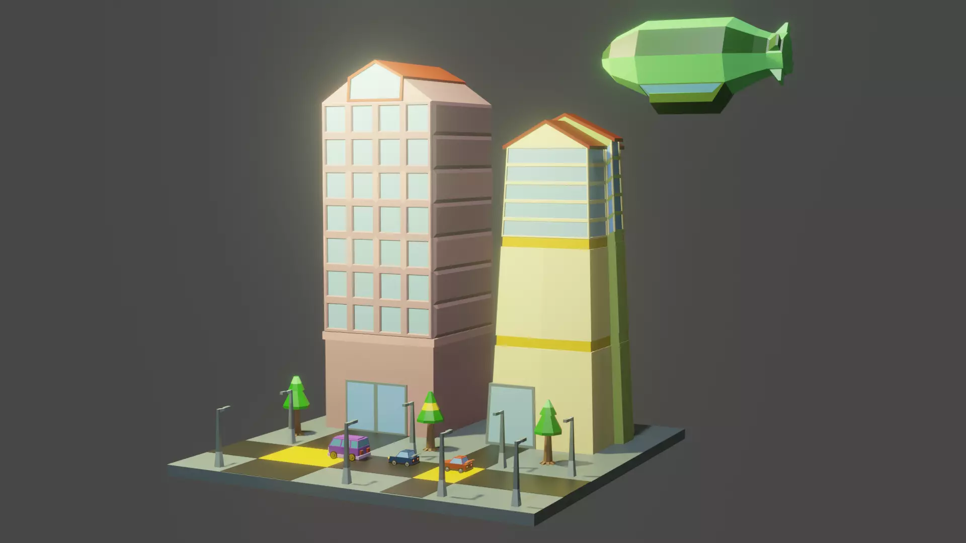 Town for resident Free low-poly 3D model