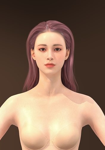 Long hair 040-FV2 for Yuna-FV2 3D model from Clo3D Software 3D model