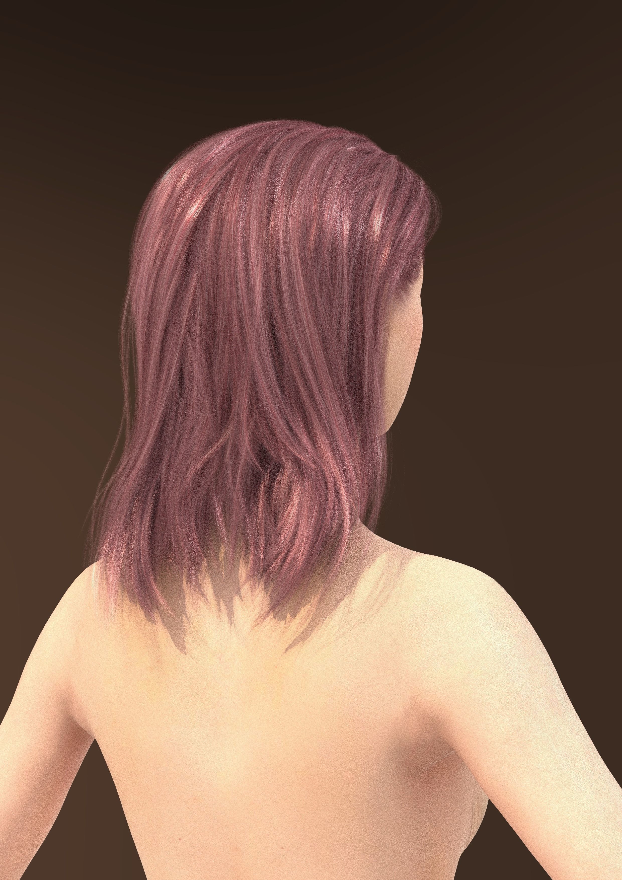 Long hair 040-FV2 for Yuna-FV2 3D model from Clo3D Software 3D model_4