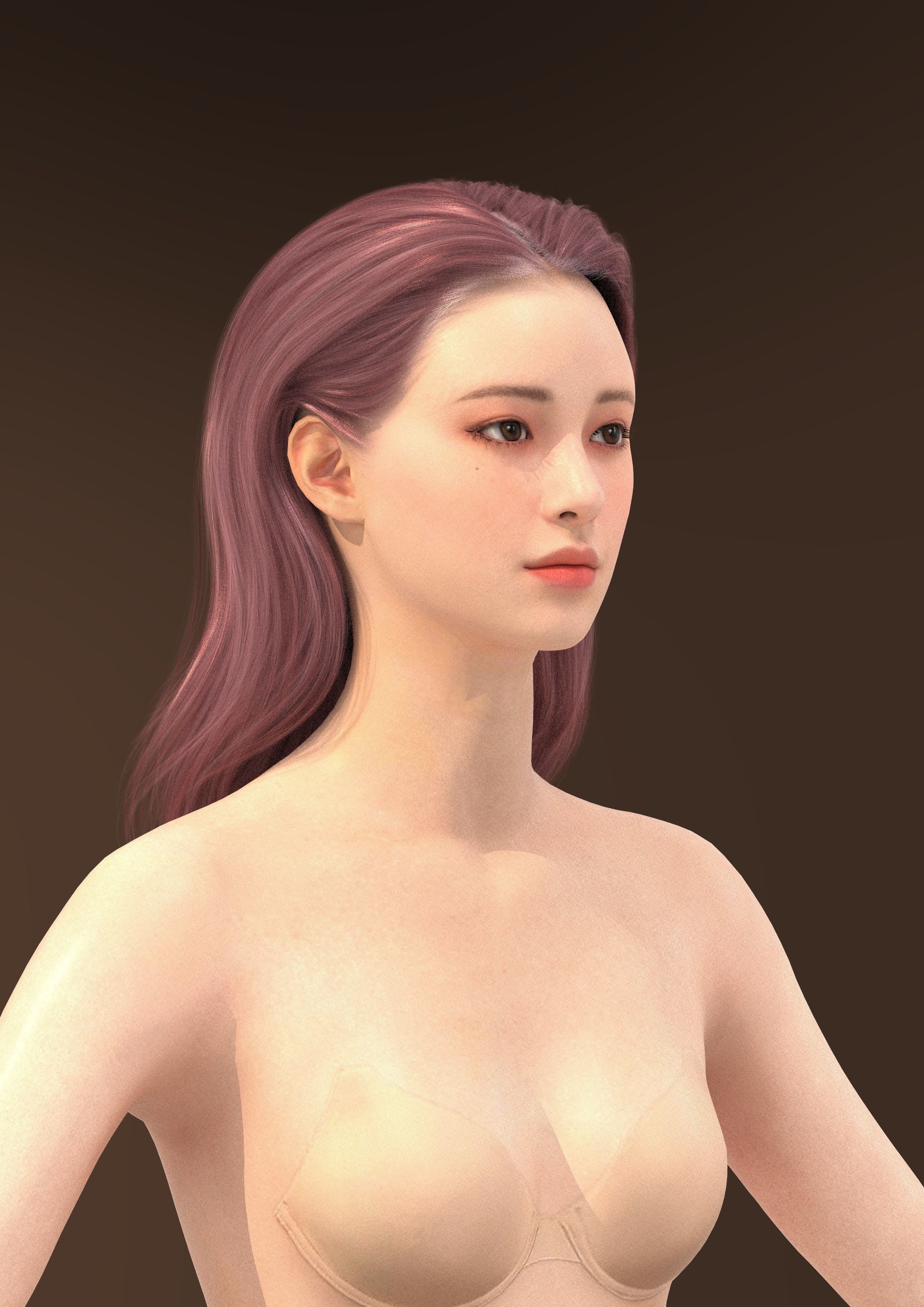Long hair 040-FV2 for Yuna-FV2 3D model from Clo3D Software 3D model_1