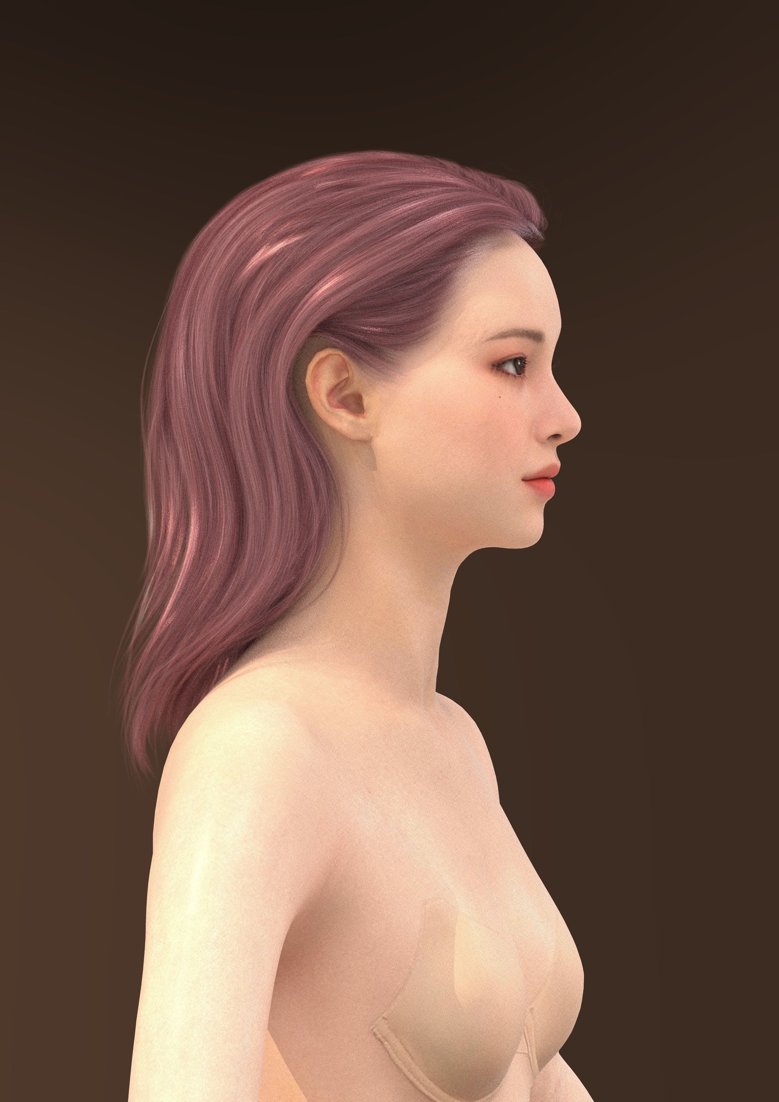 Long hair 040-FV2 for Yuna-FV2 3D model from Clo3D Software 3D model_2