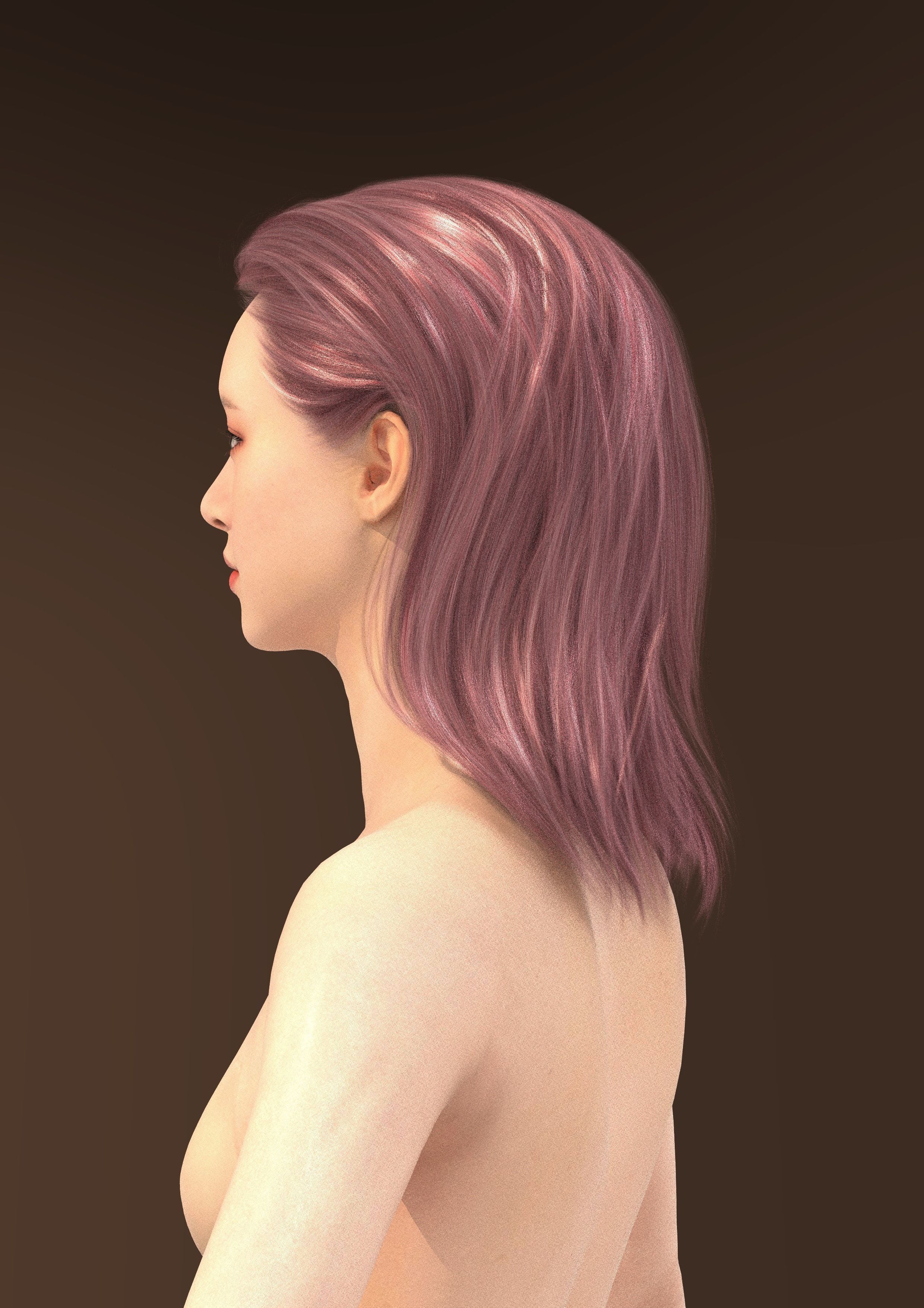 Long hair 040-FV2 for Yuna-FV2 3D model from Clo3D Software 3D model_7