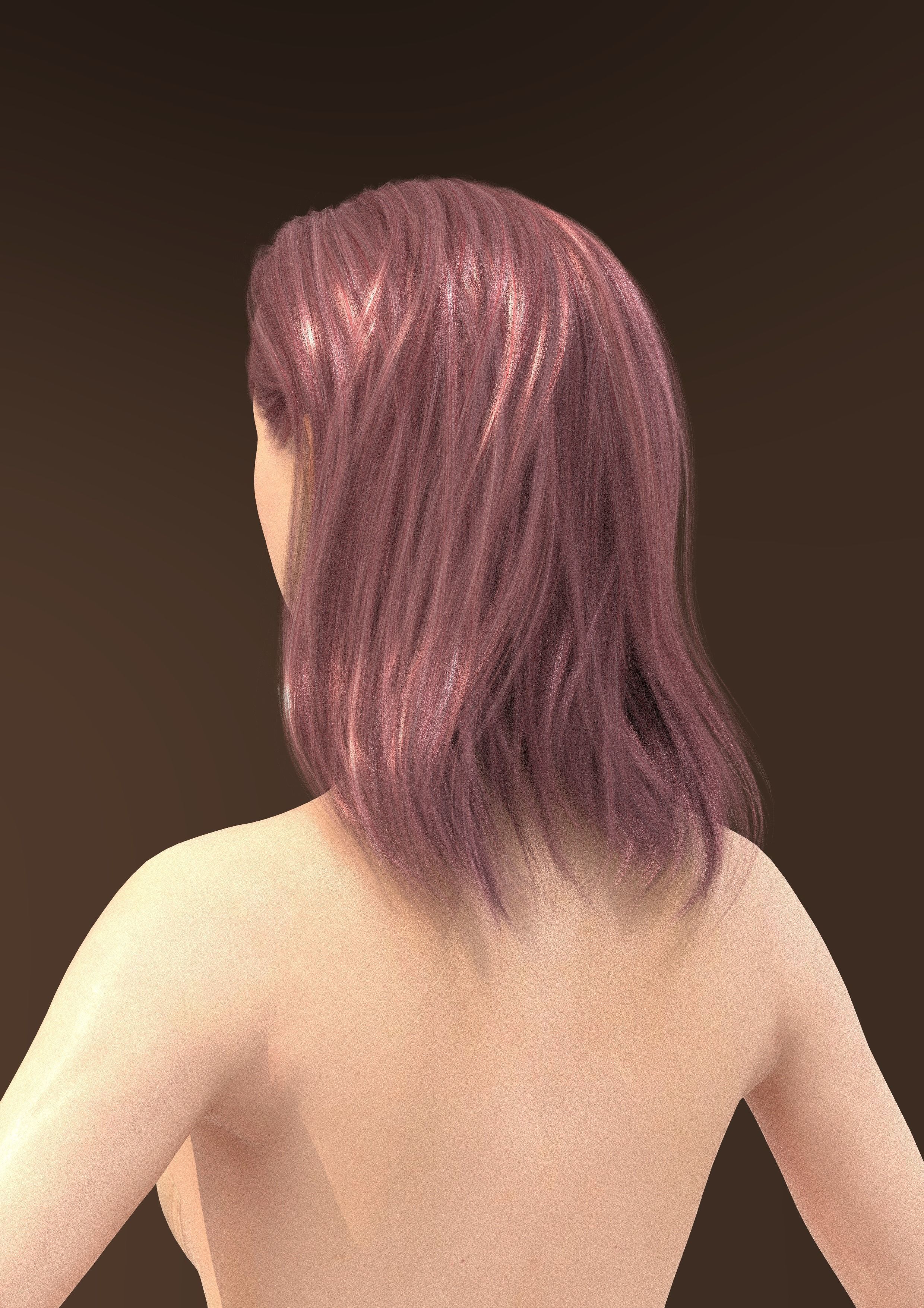 Long hair 040-FV2 for Yuna-FV2 3D model from Clo3D Software 3D model_6