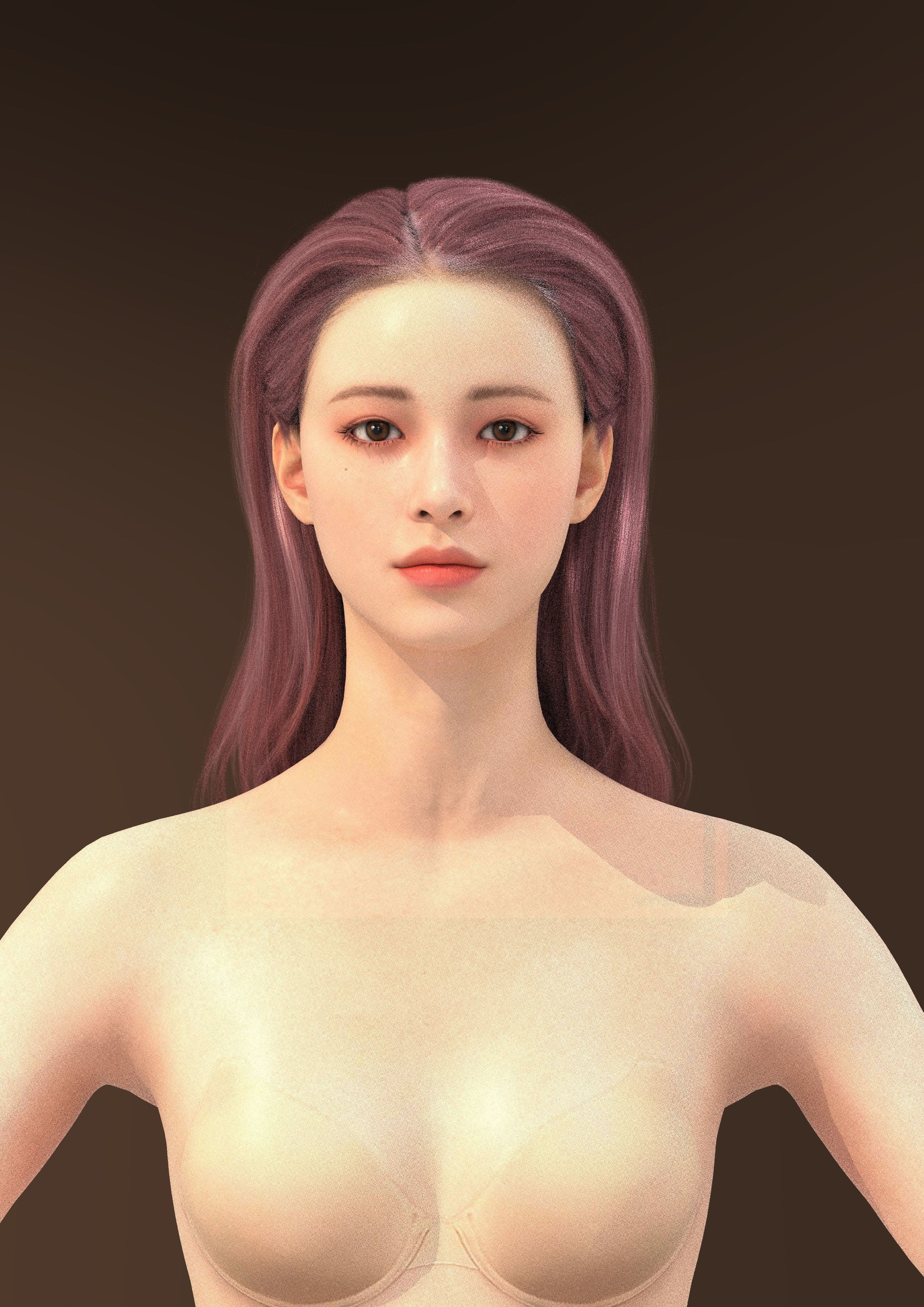 Long hair 040-FV2 for Yuna-FV2 3D model from Clo3D Software 3D model_10