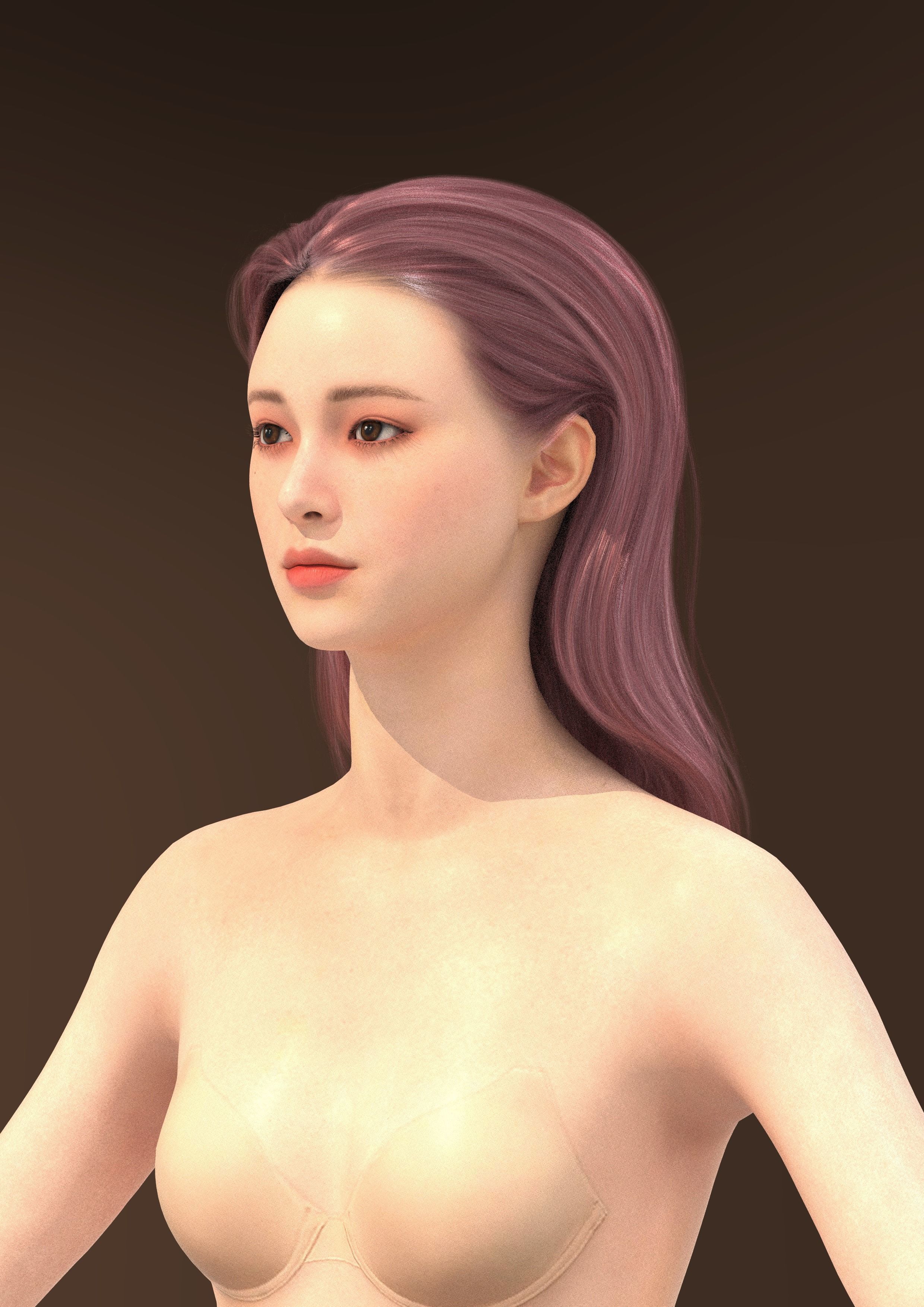 Long hair 040-FV2 for Yuna-FV2 3D model from Clo3D Software 3D model_9